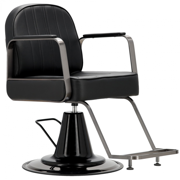 Set mobilier salon coafor cu scafa profesionala, 2 scaune frizerie si Oglinzi LED, Negru cu Argintiu [3]