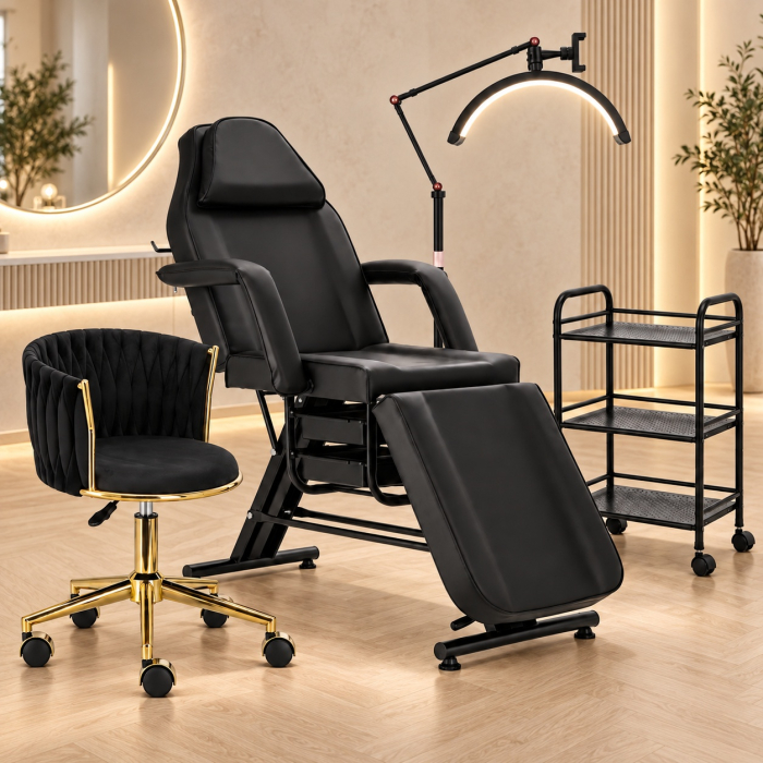 Set Mobilier Salon Cosmetică 4 Piese – Pat Cosmetic, Ucenic, Lampă LED Gene & Micropigmentare, Scaun Lux [8]