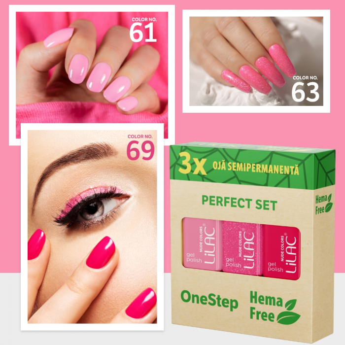 Set oje semipermanente fara Hema, Colectia roz, 3 bucati [2]