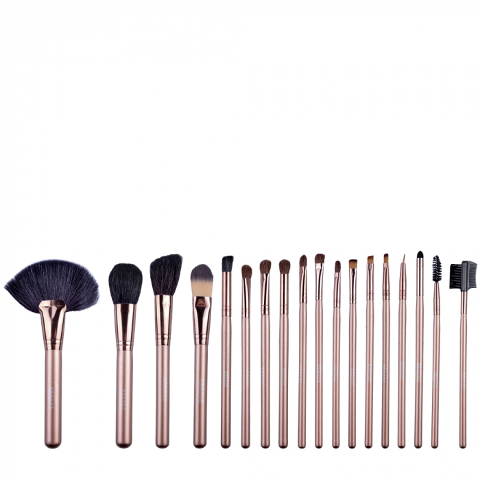 Set pensule machiaj 18 buc, husa aurie, Megaga [3]