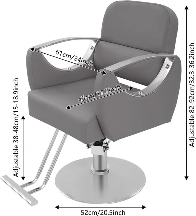 Set Scafa frizerie cu 2 scaune coafor, gri cu argintiu [3]