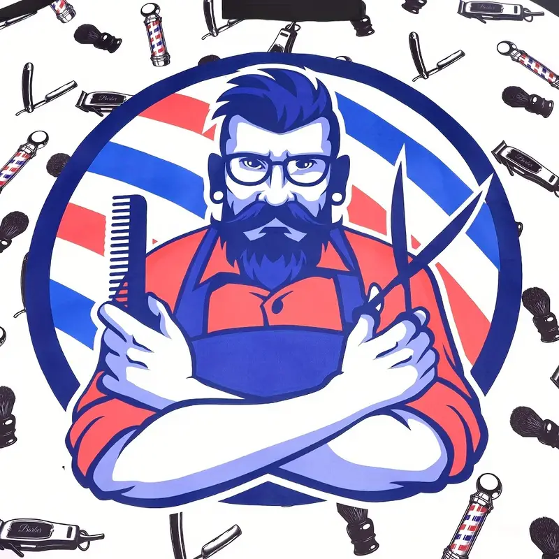 Sort pentru barber shop, impermeabil, cu imprimeu si buzunar [2]