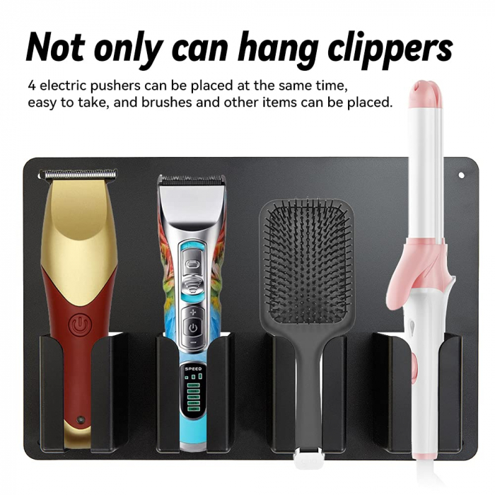 Suport de perete pentru masini de tuns, organizator frizerie, negru, 48x33cm [4]