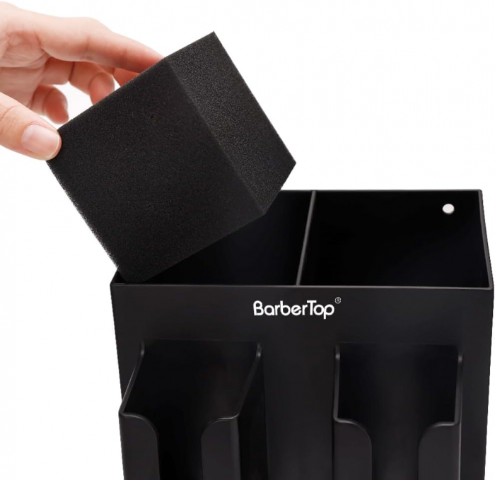 Suport de perete pentru uscator, 2 masini de tuns, organizator frizerie [6]