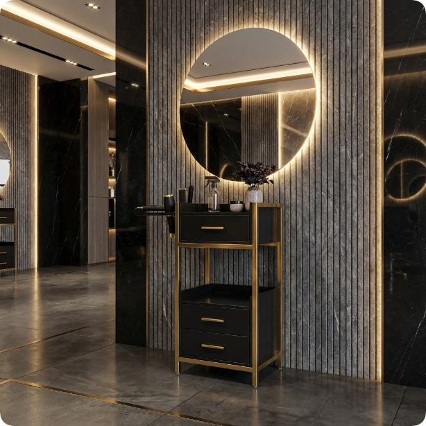 Ucenic Coafură Cosmetică Negru-Auriu | Dulap + Cărucior Salon [7]