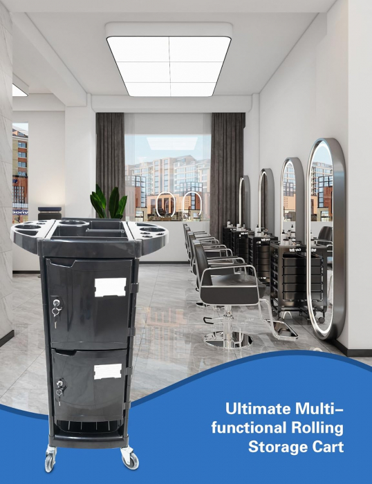 Ucenic profesional frizerie, cosmetica, cu 4 sertare, 2 usi cu incuietoare, negru [10]