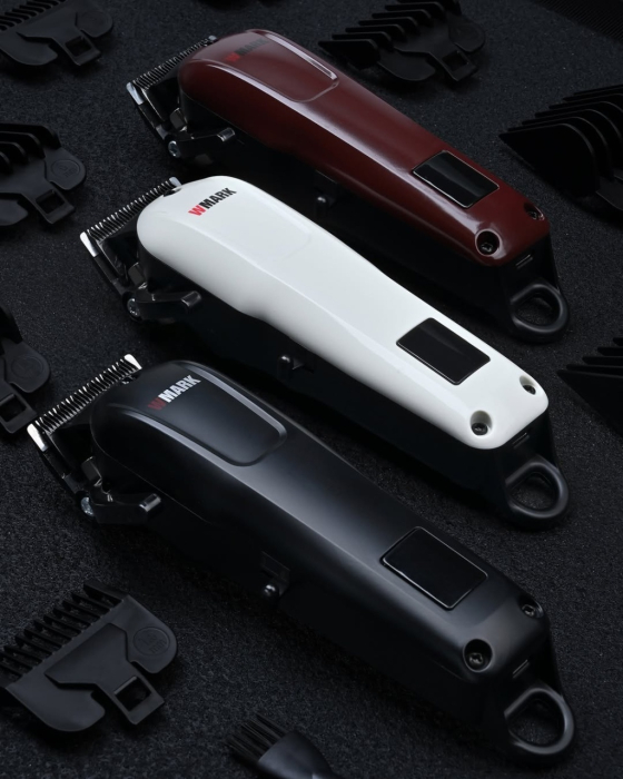 WMARK NG-1001 – Mașină de tuns profesională fără fir, 6600 RPM, lamă Zero Overlap, baterie 2500 mAh, autonomie 300 min, rosie [5]