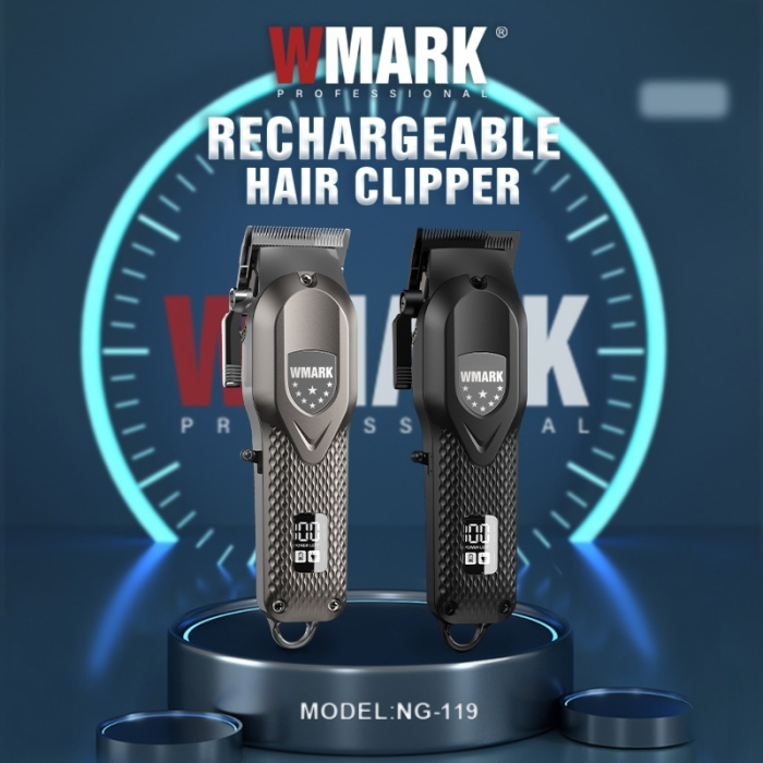WMARK NG-119 – Mașină de tuns profesională Zero Gapped, 440C Stainless Steel, 7000 RPM, 240 min autonomie - Gri [5]