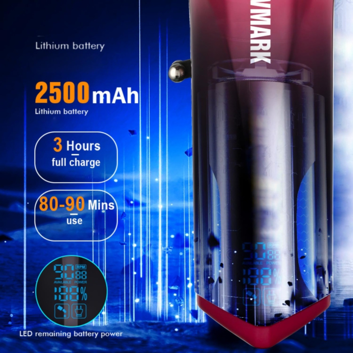 WMARK NG-9009 Mașină de tuns profesională – Motor 10.000 RPM, Lame DLC 5CR15, Baterie 2500 mAh Blue [5]