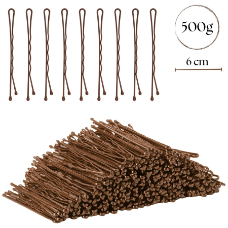 Coafor si Frizerie - Agrafe de Păr Profesionale Ondulate 500 g, 6 cm, Maro