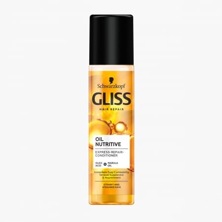 Balsam de par - Balsam spray Gliss Express repair Oil Nutritive pentru par uscat si deteriorat, 200ml, fara clatire, cu protectie termica