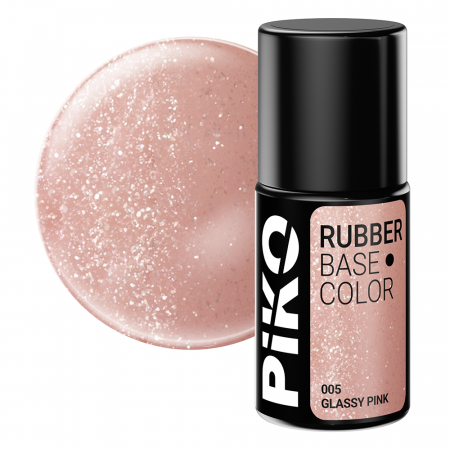 Manichiura si pedichiura - Base Coat Rubber PIKO, Glassy Pink, 7 ml, 005