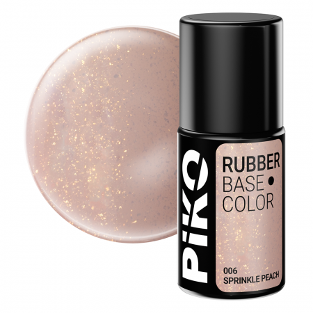 Manichiura si pedichiura - Base Coat Rubber PIKO, Sprinkle Peach, 7 ml, 006