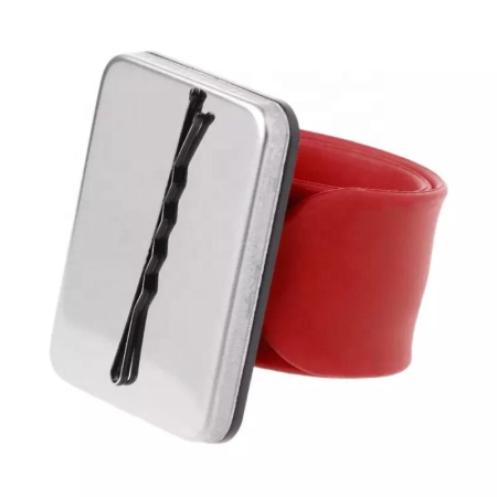 Accesorii frizerie - Bratara magnetica pentru agrafe de par, neagra, pliabila pe mana, marime universala