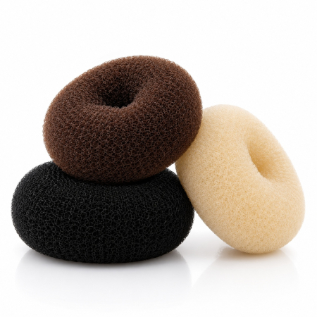 Accesorii frizerie - Burete Coc XL, Set 3 Bucăți – Negru, Maro și Blond – Donut pentru Coc Voluminos și Coafuri