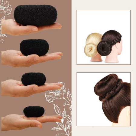 Burete pentru Coc Negru M – Donut de Păr pentru Volum și Coafuri Elegante [1]