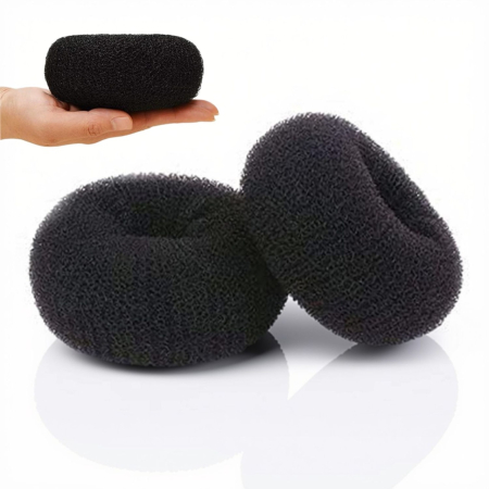 Coafor si Frizerie - Burete pentru Coc Negru XL – Donut de Păr pentru Volum și Coafuri Elegante