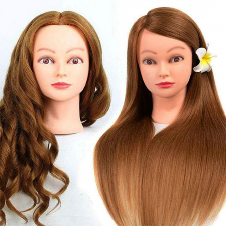 Cap de practica manechin cu par natural 100%, blond, se poate ondula si folosi placa, 55-60cm [2]