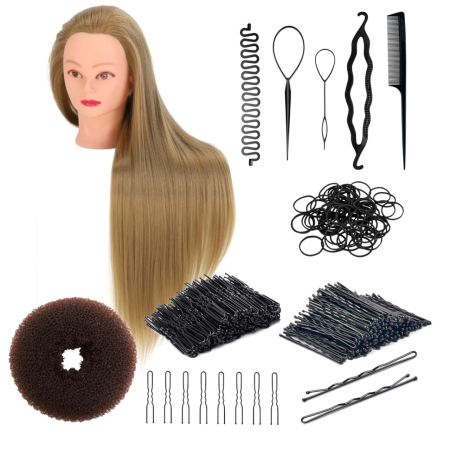 Cap manechin - Cap pentru coafat Ardette, Vero07, Blond deschis, pentru impletituri, frizerie