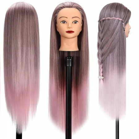 Cap manechin - Cap practica coafor Roz Ombre, 60 cm
