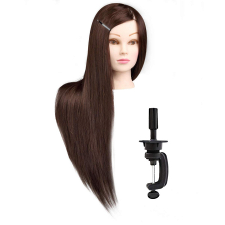 Cap manechin par fibra - Cap practica manechin salon frizerie coafor Lung Des Sintetic 50cm saten CPB04