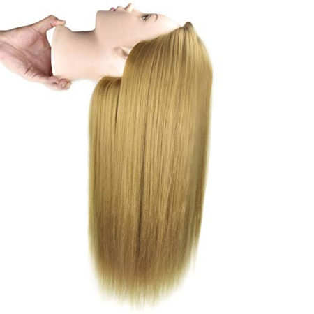 Cap practica manechin salon frizerie coafor Lung Des Sintetic 55cm Blond + 6 Piepteni carbon [2]