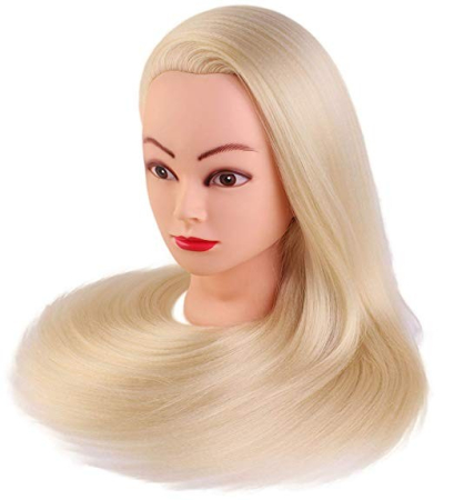 Cap practica manechin salon frizerie coafor Lung Des Sintetic 60cm Blond + 6 Piepteni carbon [3]
