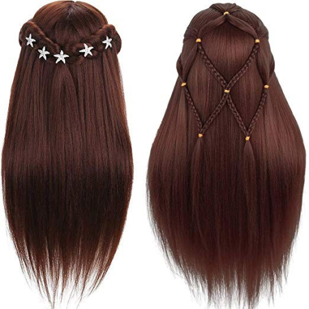 Cap practica manechin salon frizerie coafor Lung Des Sintetic 60cm Saten + 6 Piepteni carbon [3]