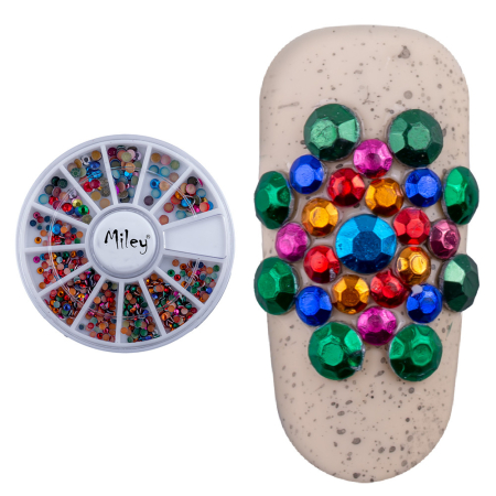 Manichiura si pedichiura - Carusel cu strasuri multicolore pentru decorare unghii cu gel