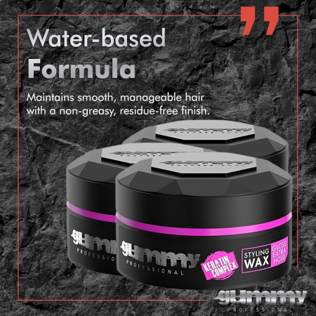 Ceară de păr - Gummy Professional Hair Styling Wax Extra Gloss Hold 150ml – Fixare Extra Puternică, Finish High-Gloss [5]