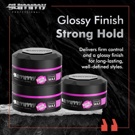 Ceară de păr - Gummy Professional Hair Styling Wax Extra Gloss Hold 150ml – Fixare Extra Puternică, Finish High-Gloss [2]