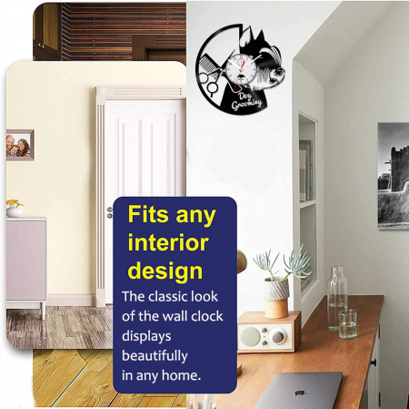Ceas de perete vinil pentru salon grooming, frizerie canina, 30 cm [3]