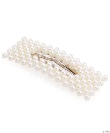 Accesorii frizerie - Clama agrafa de par dreptunghi cu perle