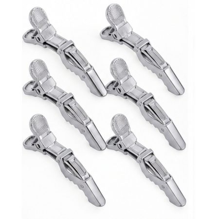 Coafor si Frizerie - Clipsuri Coafor Profesionale – Set 6 Bucăți, Tip Crocodil, Silver Metalizat