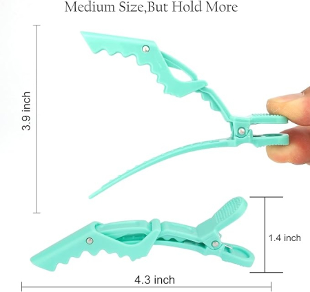 Clipsuri coafor profesionale, tip crocodil, 11.5cm, plastic dur, albastre, 6buc [1]