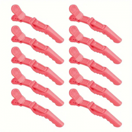 Clipsuri de par - Clipsuri coafor profesionale, tip crocodil, 11.5cm, plastic dur, portocalii, 6buc