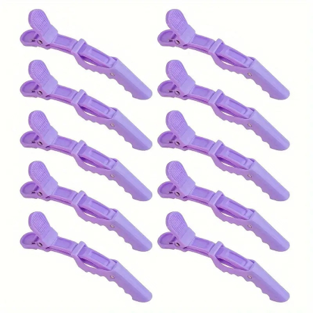 Coafor si Frizerie - Clipsuri coafor profesionale, tip crocodil, 11.5cm, plastic dur, mov, 6buc