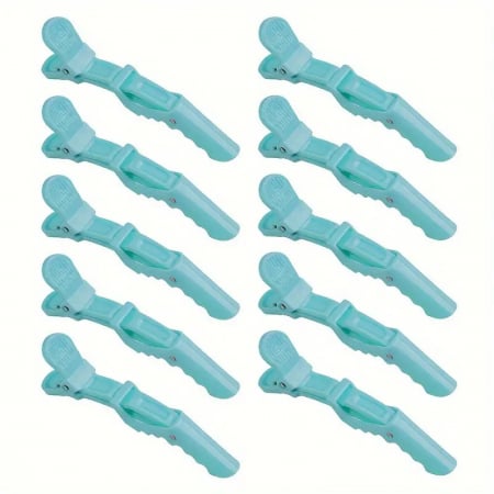 Clipsuri de par - Clipsuri coafor profesionale, tip crocodil, 11.5cm, plastic dur, albastre, 6buc