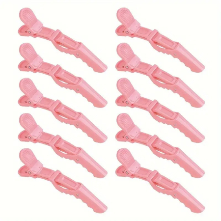 Coafor si Frizerie - Clipsuri coafor profesionale, tip crocodil, 11.5cm, plastic dur, roz, 6buc