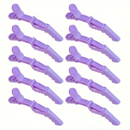 Clipsuri de par - Clipsuri coafor profesionale, tip crocodil, 11.5cm, plastic dur, mov, 6buc