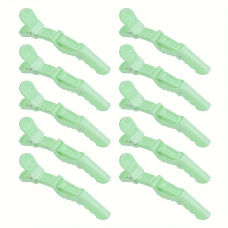 Coafor si Frizerie - Clipsuri coafor profesionale, tip crocodil, 11.5cm, plastic dur, verzi, 6buc