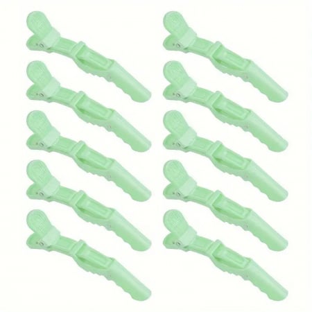Clipsuri de par - Clipsuri coafor profesionale, tip crocodil, 11.5cm, plastic dur, verzi, 6buc
