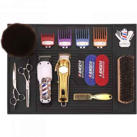 Organizatoare si Covorase - Covoras din cauciuc pentru organizare ustensile frizerie Ardette, antiderapant, 48X33cm