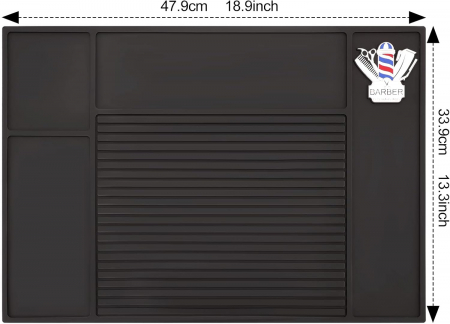 Covoras din cauciuc pentru organizare ustensile frizerie Ardette, antiderapant, 48X33cm [4]