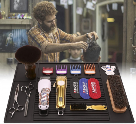 Covoras din cauciuc pentru organizare ustensile frizerie Ardette, antiderapant, 48X33cm [1]