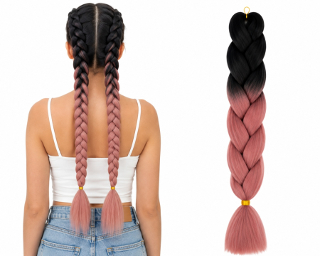 Coafor si Frizerie - Extensie Păr Jumbo Braid Dusty Rose Ombre – Păr Sintetic Premium pentru Împletituri Afro