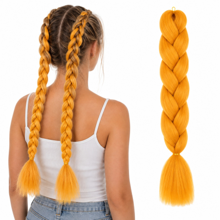 Coafor si Frizerie - Extensie Păr Jumbo Braid Golden Marigold – Păr Sintetic pentru Împletituri Afro