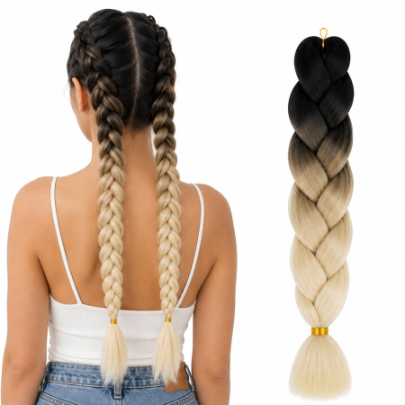Coafor si Frizerie - Extensie Păr Jumbo Braid Midnight Vanilla – Păr Sintetic Premium pentru Împletituri Afro