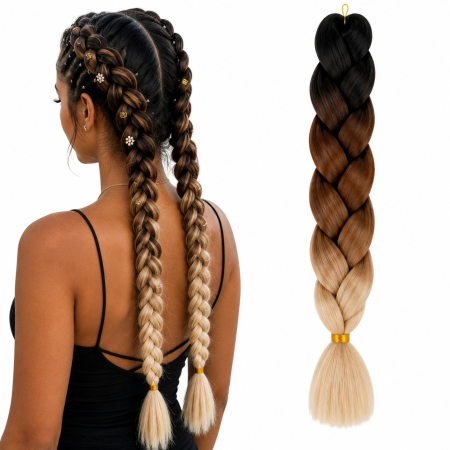 Coafor si Frizerie - Extensie Păr Jumbo Braid Mocha Vanilla – Păr Sintetic Premium pentru Împletituri Afro