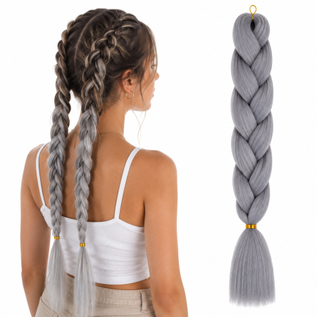 Coafor si Frizerie - Extensie Păr Jumbo Braid Platinum Mist – Păr Sintetic Premium pentru Împletituri Afro